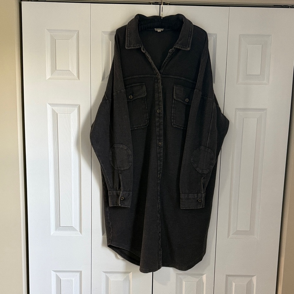 Pilcro Charcoal Ribbed Corduroy Shirt Jacket Duster / Dress